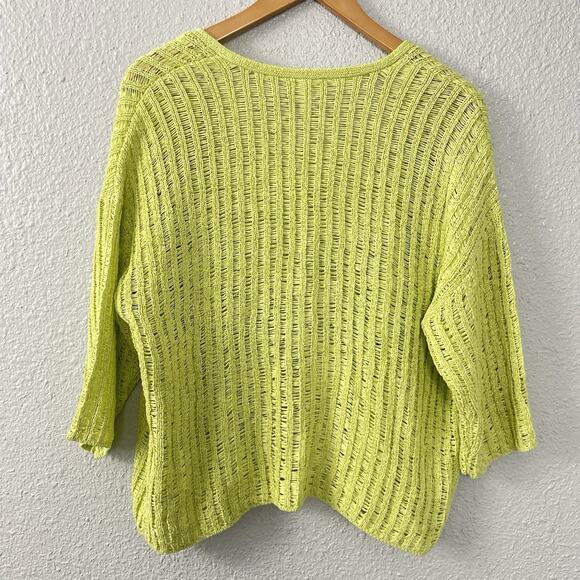 Chicos Cardigan Size 1 Open Knit Ladder Stitch Ribbed Pistachio Green Whimsical - Picture 5 of 7